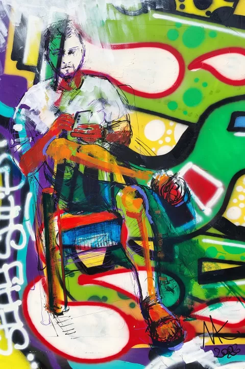 Recycled streetart portrait by Martina Kordinová