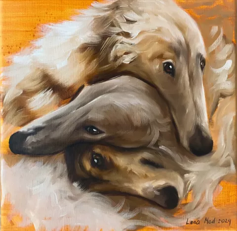 Three borzoi by Lena Med