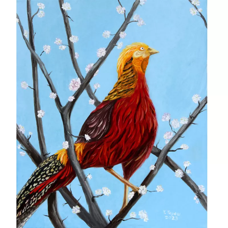 "A bird on a blossoming tree"